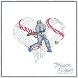 T1842 Baseball Sketch Hearts