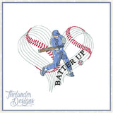 T1842 Baseball Sketch Hearts