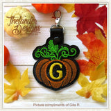 T1869 Pumpkin Monogram Frame Snap Pull Tab