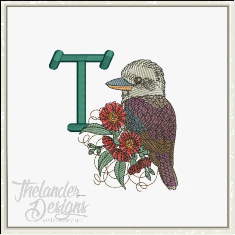 T Kookaburra Letter T1905 Thelander Designs
