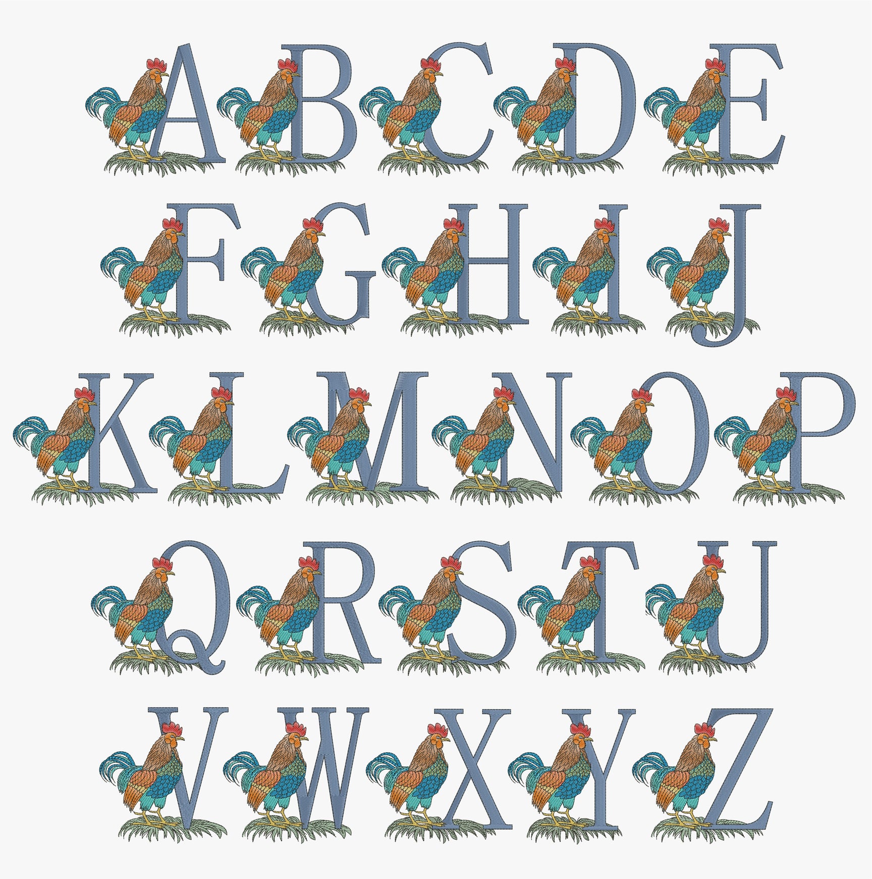 4 Inch Rooster A-Z Letters T2028 – Thelander Designs