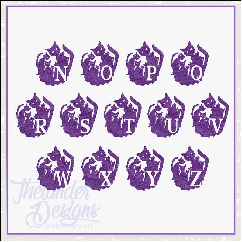 4 inch CREEPY CAT Letters A-Z T1969 – Thelander Designs