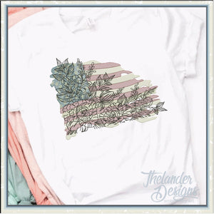 T1957 Patriotic Flower Sketch