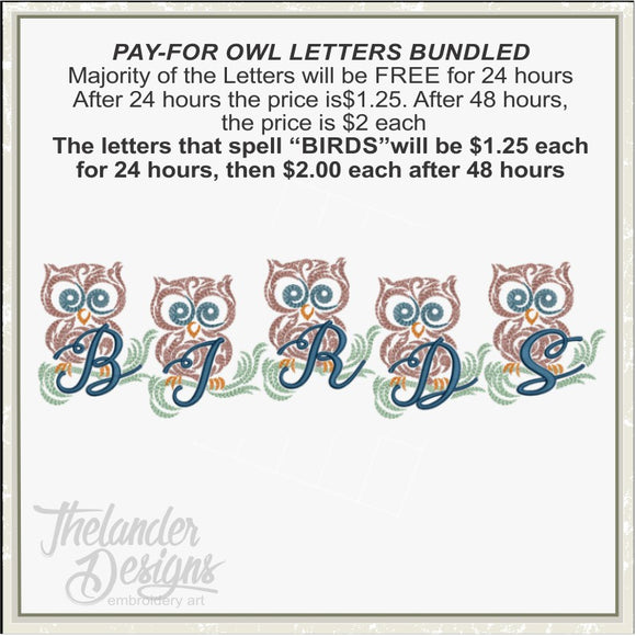 Pay For Owl Letters BUNDLED T1909