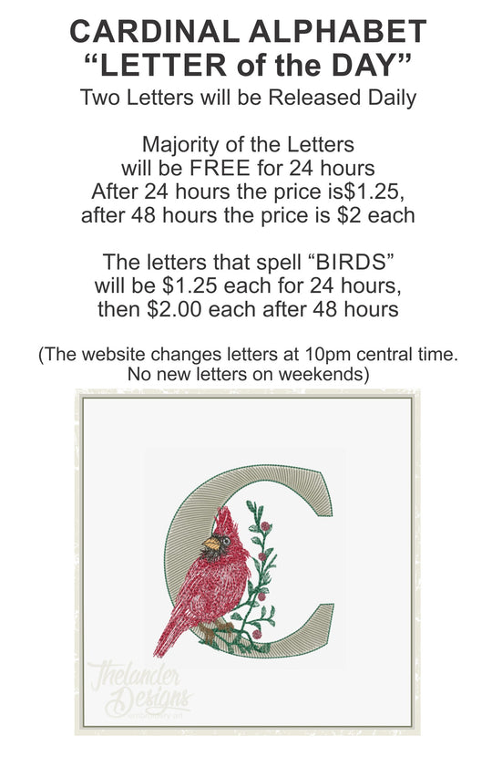 C Cardinal Letter T1898 – Thelander Designs