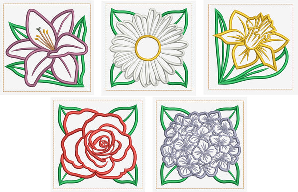 T1491 Flower Applique Quilt Blocks 2 – Thelander Designs