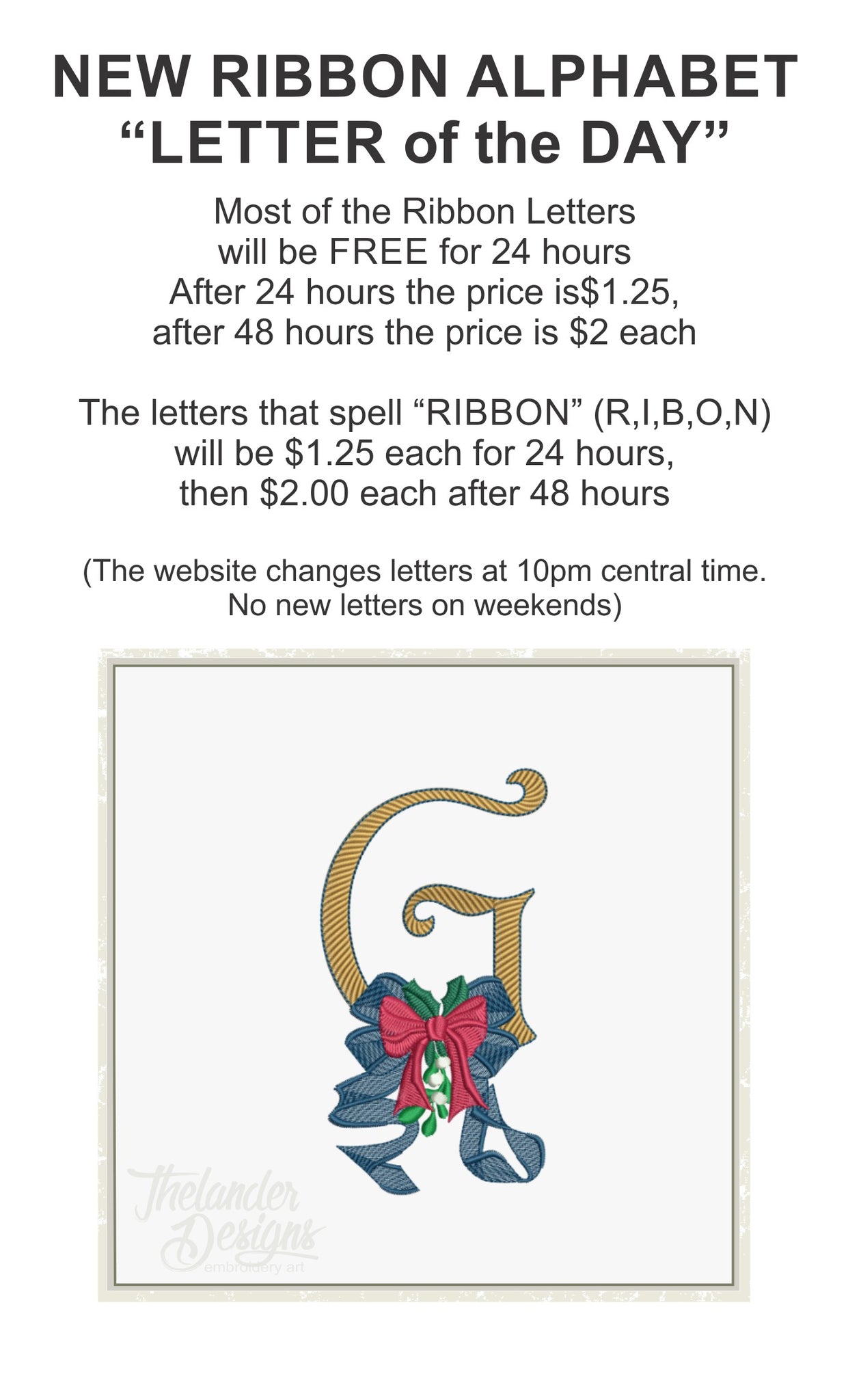 G Ribbon Letter T1886 – Thelander Designs