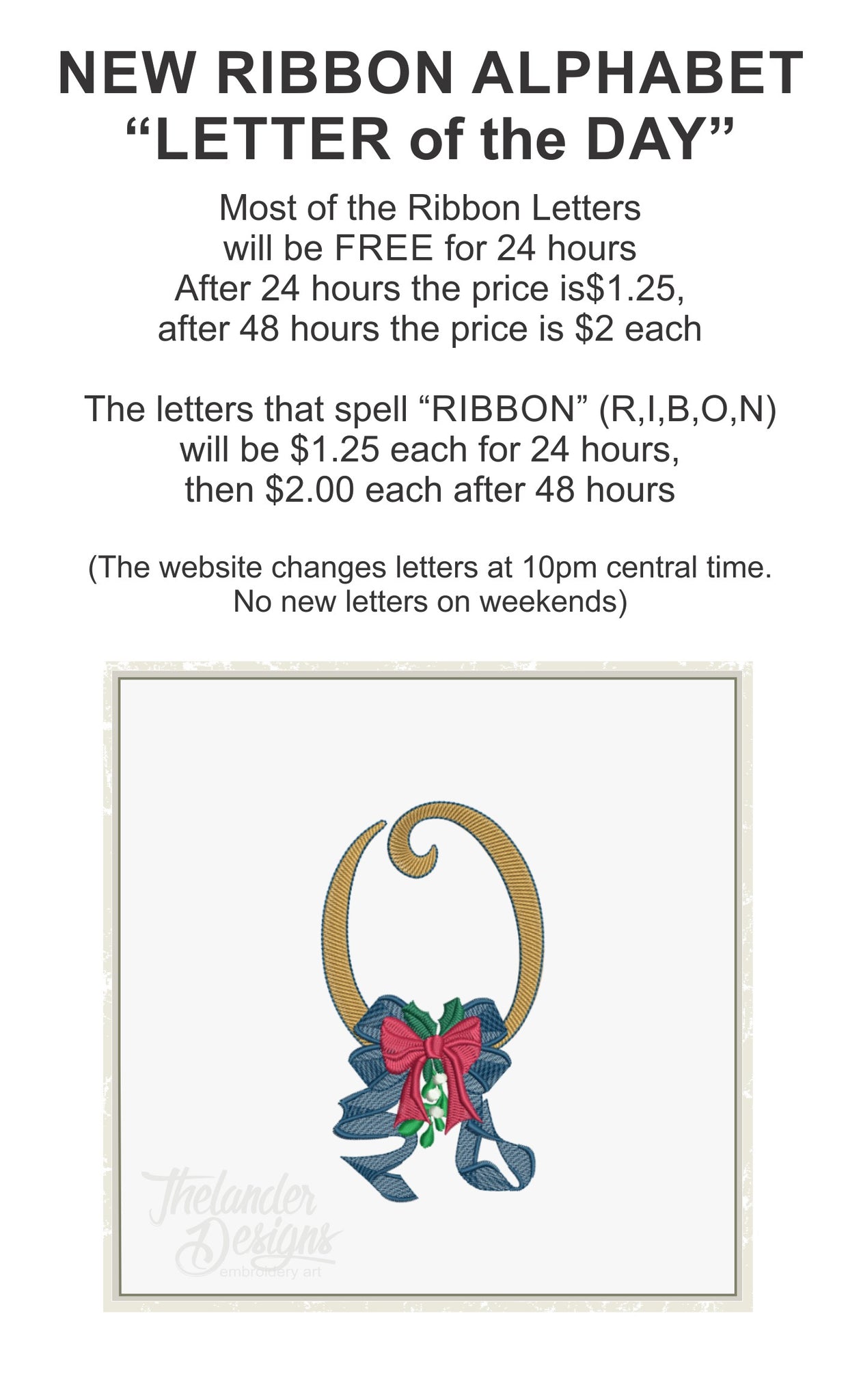 Letter Ribbon Sign O Ribbon Letter T1886 – Thelander Designs