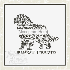 T1357 Large Dog Monogram Frame