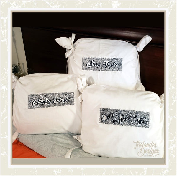 T1435 Bed Bugs Pillow Case Border Thelander Designs