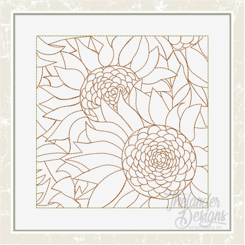 T1633 Sunflower Stippling Quilt Block – Thelander Designs