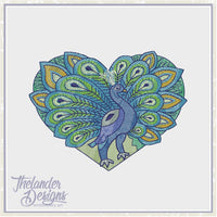 T1837 Peacock Sketch Heart