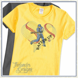 T1842 Baseball Sketch Hearts