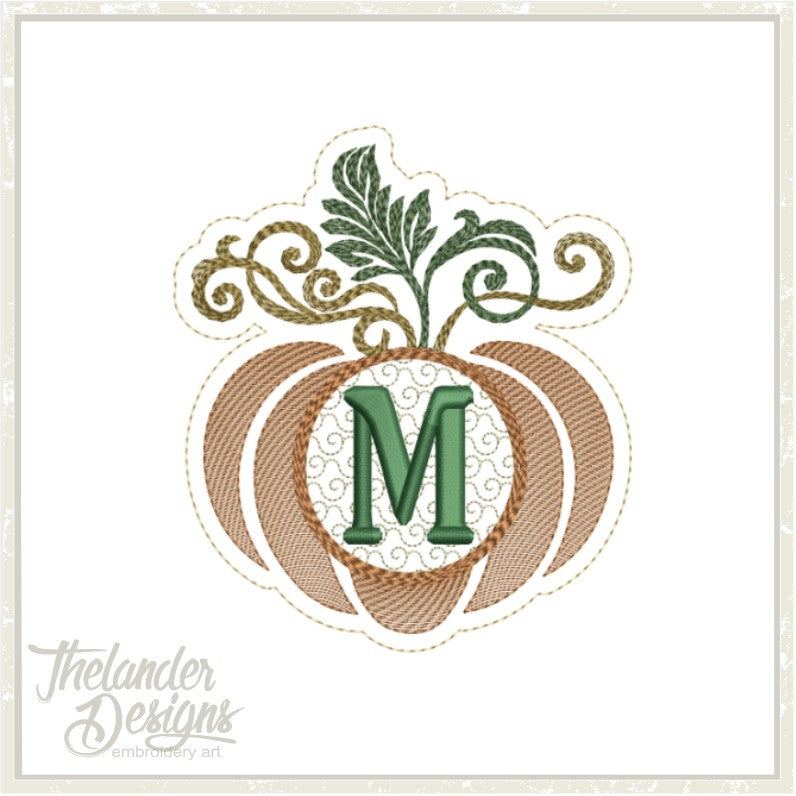 M autumn letter in the hoop T1868 – Thelander Designs