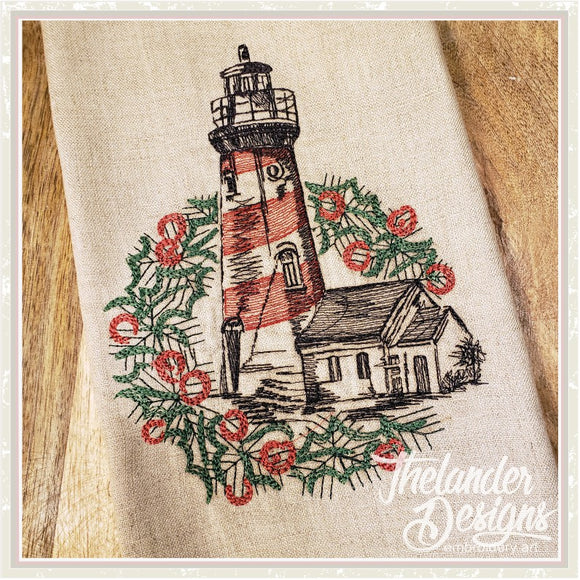 T1877 Sketch Lighthouse Wreath