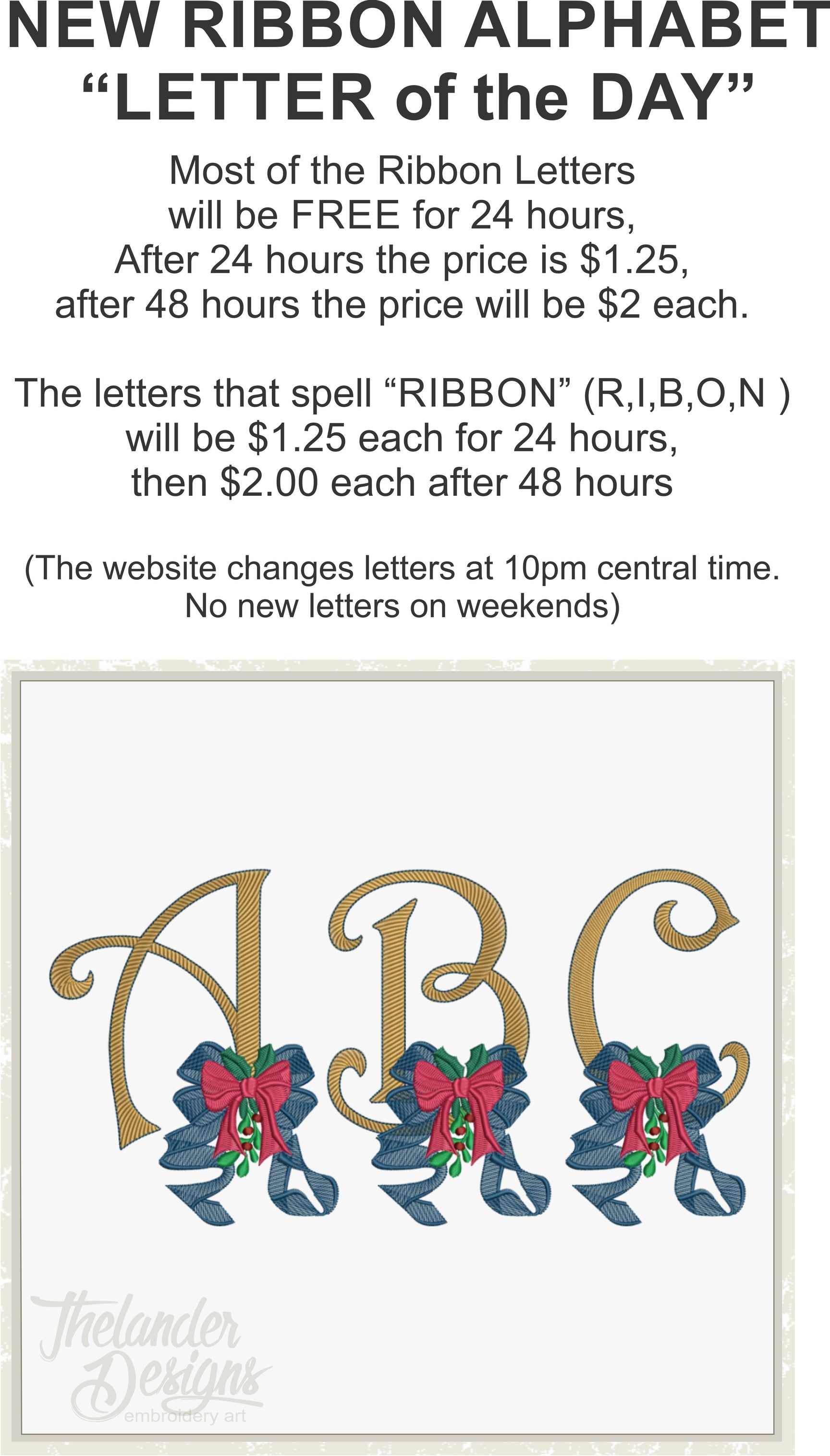 A Ribbon Letter T1886 – Thelander Designs
