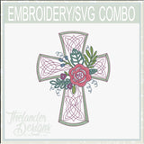 T1924 Floral Cross Embr SVG Combo