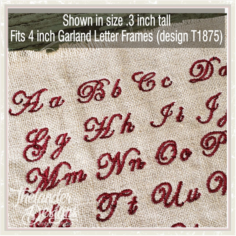 T1884 Garland Script A-Z 1/3 inch – Thelander Designs